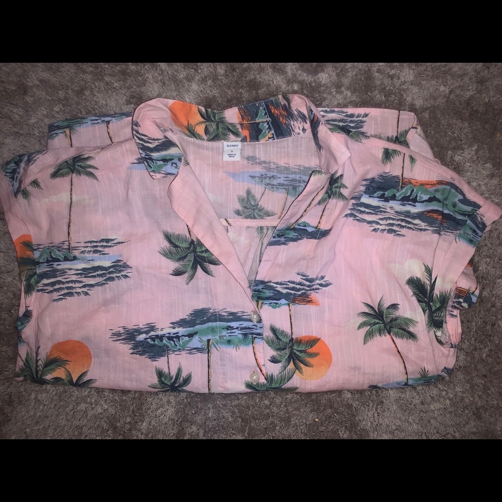 old navy tropical button up